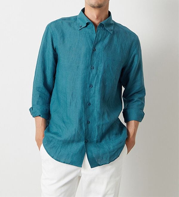 「＜コムルヴァン・オム＞大人のフレンチリネン１００％シャツ（メンズシャツ）」｜詳細画像