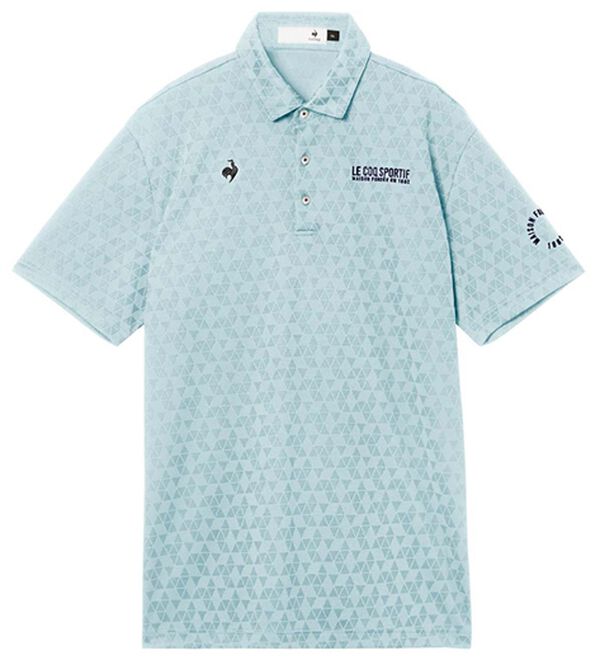 「＜ルコック＞ゴルフ　トライアングルジャガード半袖シャツ（メンズシャツ）」｜サックス