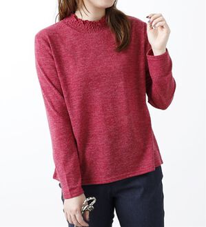 BELLUNA（ベルーナ）の「杢調素材シャーリング使いプルオーバー（カットソー）」｜コーラル