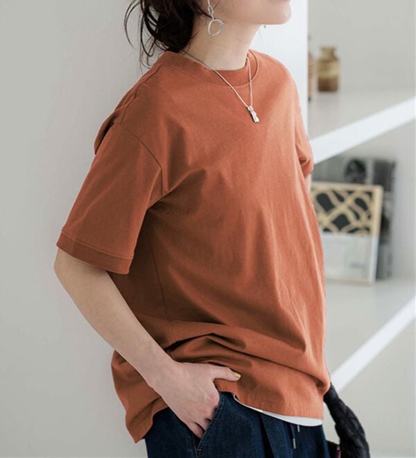 BELLUNA（ベルーナ）の「ヒンヤリ！綿１００％大人顔サマ見えＴシャツ（Tシャツ）」｜テラコッタ