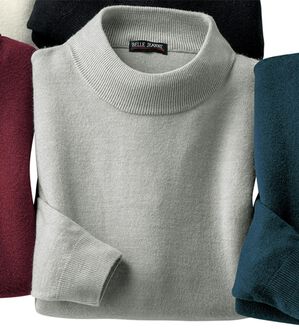 「カシミヤタッチハイネックセーター（メンズニット・セーター）」｜杢グレー