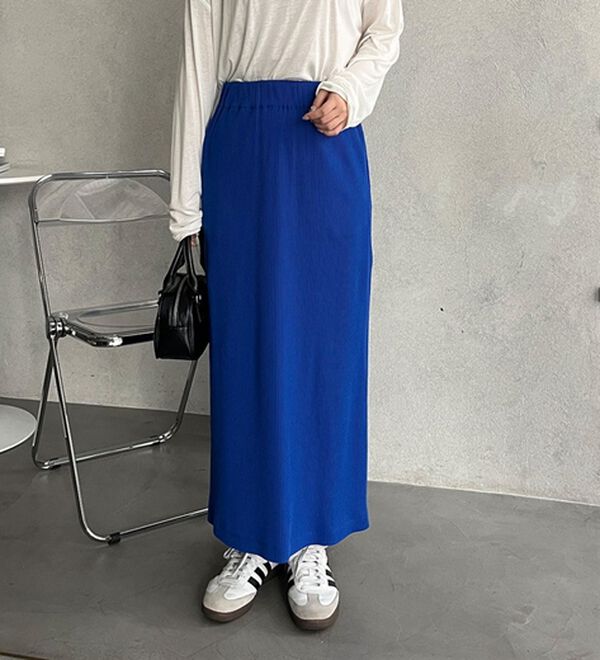 GeeRA（ジーラ）の「【着回し力◎】楽ちんすっきり見え！リブロングスカート（ロングスカート）」｜詳細画像