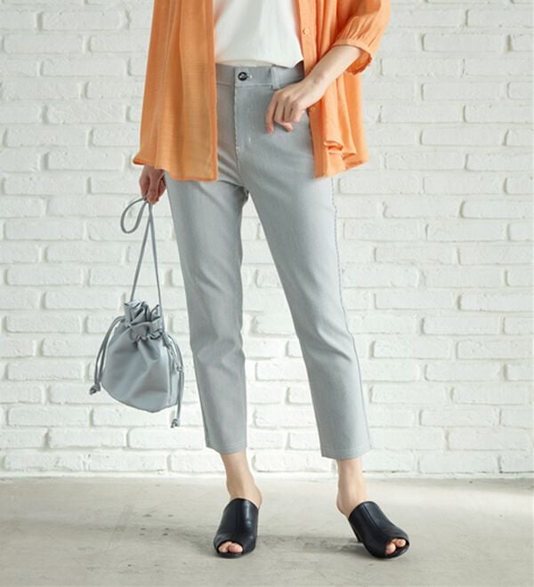 BELLUNA（ベルーナ）の「 【接触冷感】【選べる2丈】サラリ裏メッシュ美脚アンクルパンツ（フルレングスパンツ）」｜詳細画像