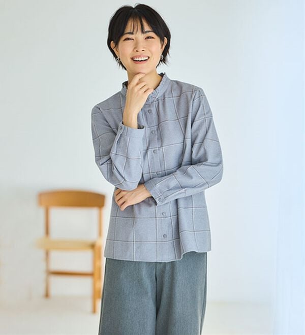 BELLUNA（ベルーナ）の「《ＨｕｇＲｅａｍコットン》フリル衿ブラウス（ブラウス）」｜詳細画像