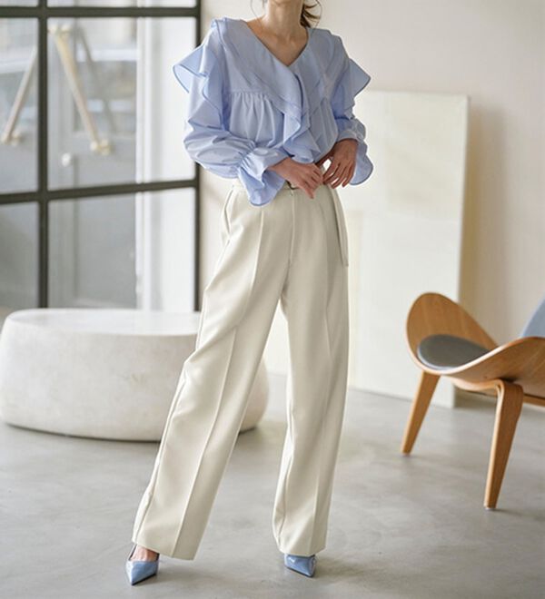 RANAN（ラナン）の「洗える！ベルト付ワイドパンツ（ワイドパンツ・ガウチョ）」｜詳細画像