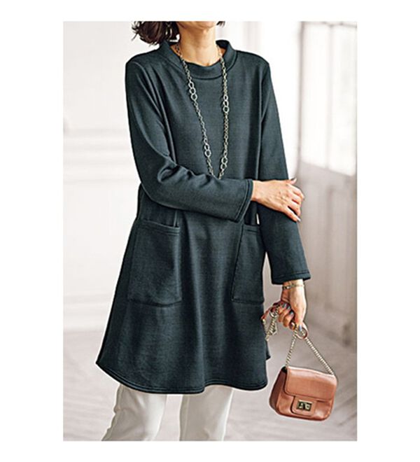 BELLUNA（ベルーナ）の「裏ベロアポケット使いハイネックチュニック（チュニック）」｜詳細画像