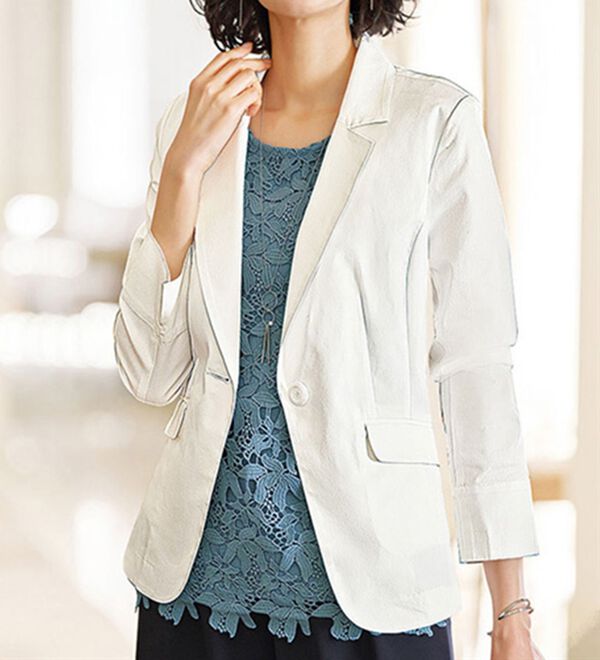 BELLUNA（ベルーナ）の「＜ＳＯＬＯＴＥＸ（Ｒ）＞使用　綿混テーラードジャケット（テーラードジャケット）」｜詳細画像