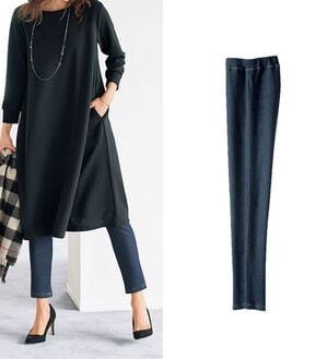 BELLUNA（ベルーナ）の「ポカポカすっきり！裏ファーレギンスパンツ（フルレングスパンツ）」｜デニム調