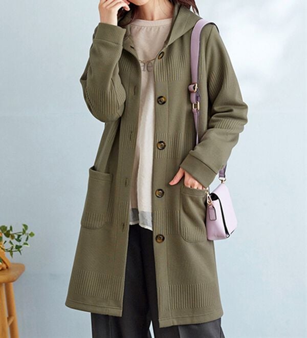 BELLUNA（ベルーナ）の「ボーダージャカード素材フードカーディガン（その他ジャケット）」｜詳細画像