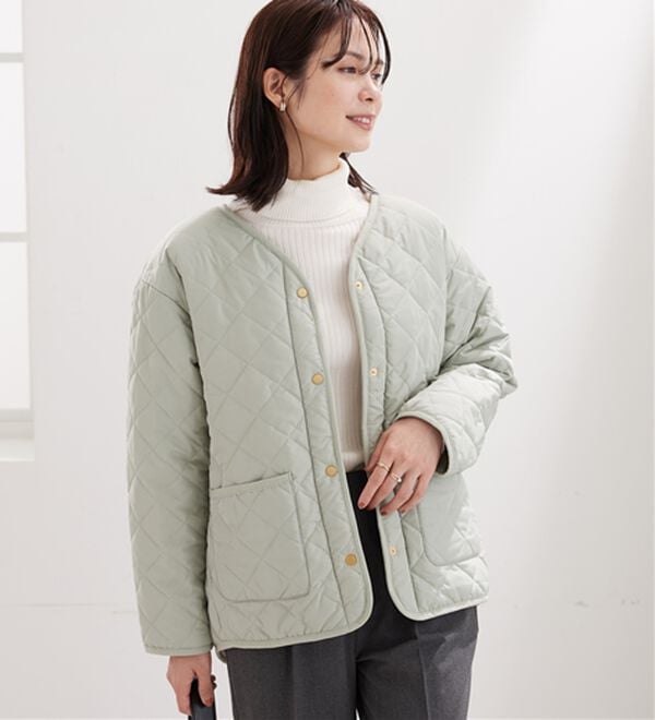 BELLUNA（ベルーナ）の「パイピング使い裏ボアキルトコート（ハーフコート）」｜詳細画像
