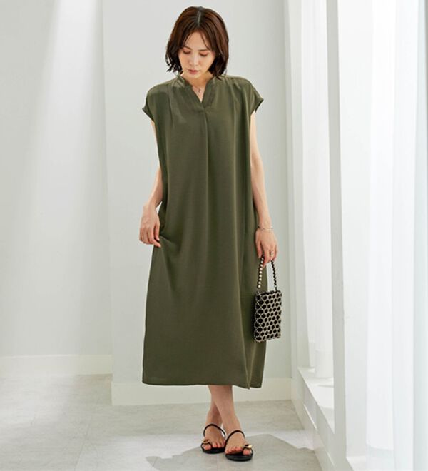BELLUNA（ベルーナ）の「お手入れ楽々ビンテージ調素材ワンピース（その他ワンピース）」｜詳細画像