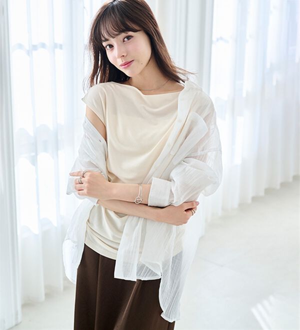 RANAN（ラナン）の「タックドレープフレンチスリーブＴ（Tシャツ）」｜詳細画像