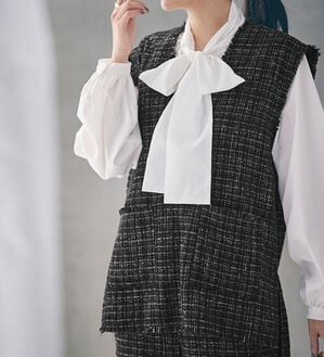 RANAN（ラナン）の「深Ｖツイードベスト（チュニック）」｜詳細画像