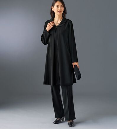 BELLUNA（ベルーナ）の「洗えるストレッチ素材！ゆったりチュニックセットアップ（ブラックフォーマル（喪服・礼服））」
