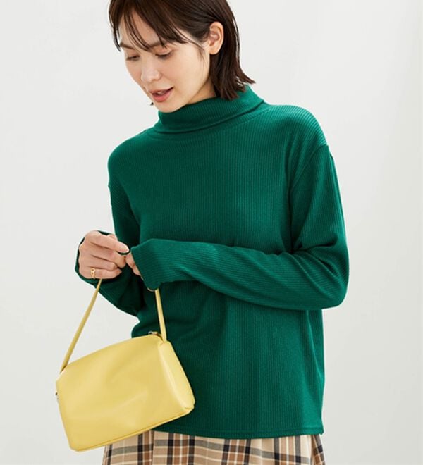 BELLUNA（ベルーナ）の「まるでニット！サラッと軽いリブハイネックプルオーバー（カットソー）」｜詳細画像