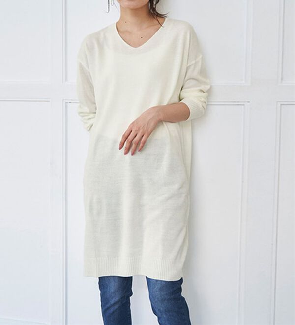 RANAN（ラナン）の「カシミヤタッチニットチュニックワンピース（チュニック）」｜詳細画像