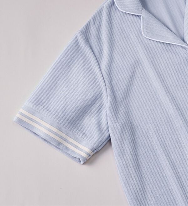 YU'NOW（ユナウ）の「ひんやりとろけるリブパイルシャツパジャマ（パジャマ・ルームウェア）」｜詳細画像