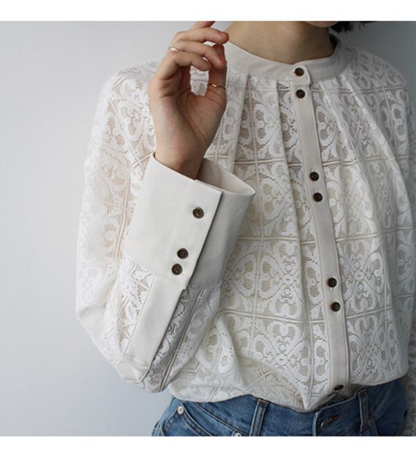 GeeRA（ジーラ）の「前後２ＷＡＹブロック柄レースシャツ（シャツ）」｜詳細画像