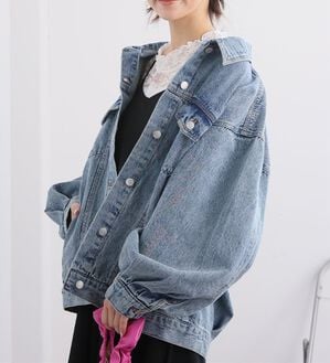 A HAPPY MARILYN（アハッピーマリリン）の「【Ｌ～８Ｌ】ゆったりシルエットのオーバーサイズデニムジャケット（その他ジャケット）」｜詳細画像