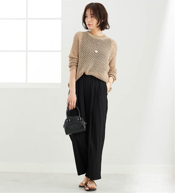 BELLUNA（ベルーナ）の「ビンテージ調タックワイドパンツ（ワイドパンツ・ガウチョ）」｜詳細画像