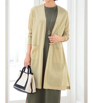 ルフラン（ルフラン）の「上品ロングカーディガン（ニットカーディガン）」｜ベージュ