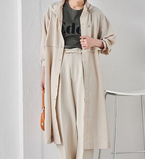 RANAN（ラナン）の「バックドロストデザインロングジャケット（ロングコート）」｜ベージュ