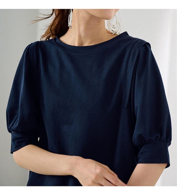 RANAN（ラナン）の「ひんやり！ボリューム袖きれい見えカットソー（カットソー）」｜詳細画像