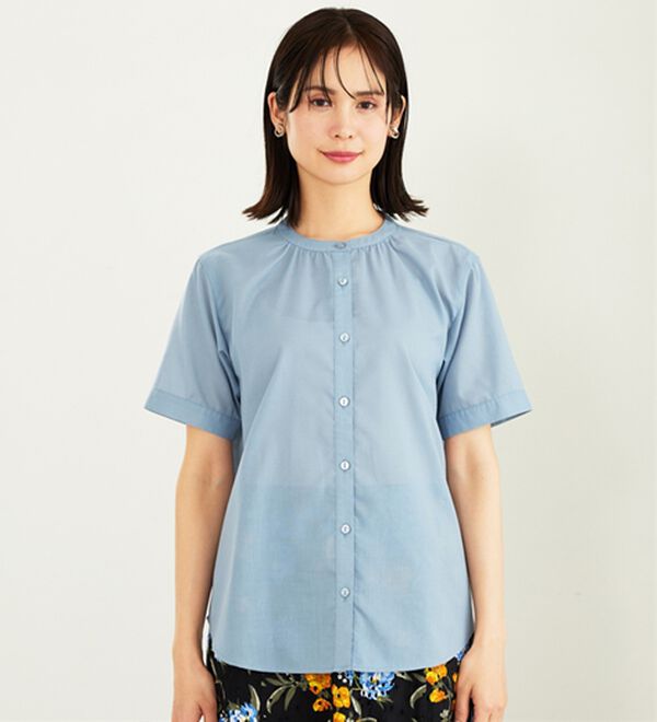 BELLUNA（ベルーナ）の「ギャザー使いバンドカラーブラウス（ブラウス）」｜詳細画像