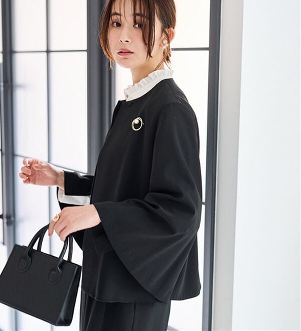 RANAN（ラナン）の「【２点セット】防しわ！洗える！ケープライクジャケットセットアップ（パンツスーツ）」｜詳細画像