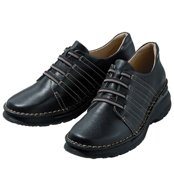 ルフラン（ルフラン）の「ｔｏ　ｂｅ　ｃｏｎｔｉｎｕｅｄ　４Ｅ山羊革ステッチデザイン甲ゴムシューズ（スニーカー）」｜ブラック