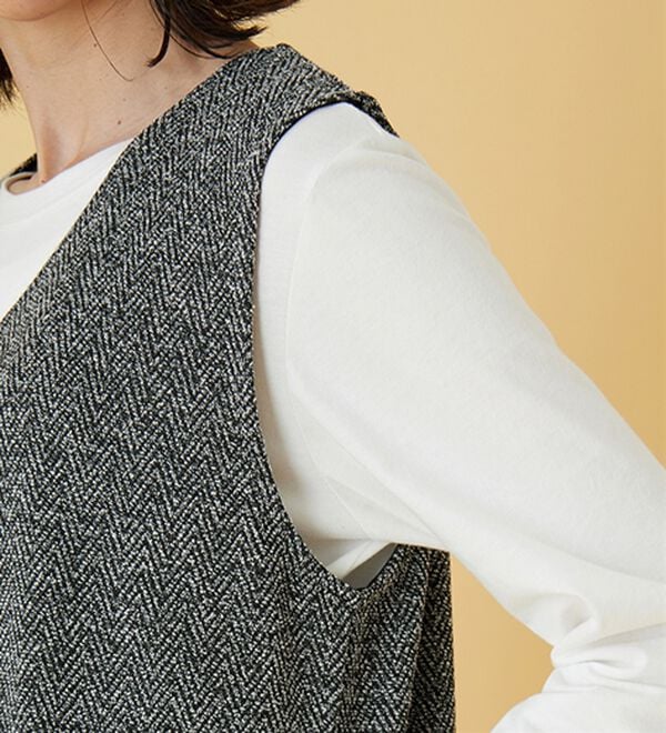 BELLUNA（ベルーナ）の「ツイード調タック使いジャンパースカート（チュニックワンピース）」｜詳細画像