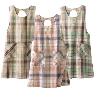 LAVIENNE（ラヴィエンヌ）の「【３色組】サッカー素材の涼やかチェックエプロン（エプロン）」