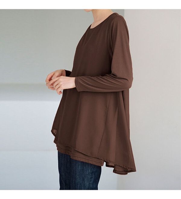 RANAN（ラナン）の「【裏微起毛】異素材切替チュニック（カットソー）」｜詳細画像