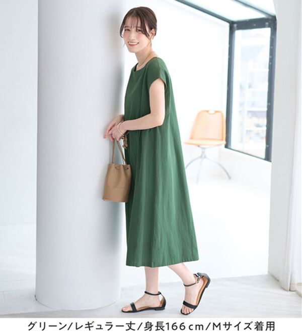 Viola e Viola（ヴィオラ エ ヴィオラ）の「【選べる２丈】綿１００％タック使いワンピース＜Ｓ～４Ｌ＞（チュニックワンピース）」｜詳細画像