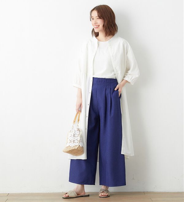 Viola e Viola（ヴィオラ エ ヴィオラ）の「麻調タック使いワイドパンツ（ワイドパンツ・ガウチョ）」｜詳細画像