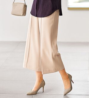 BELLUNA（ベルーナ）の「ウーリッシュ素材ウエスト釦ワイドパンツ（ワイドパンツ・ガウチョ）」｜アイボリー