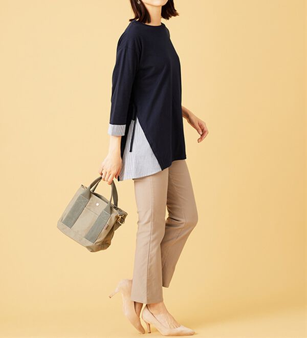 BELLUNA（ベルーナ）の「サイドリボンデザイン異素材切替チュニック（チュニック）」｜詳細画像