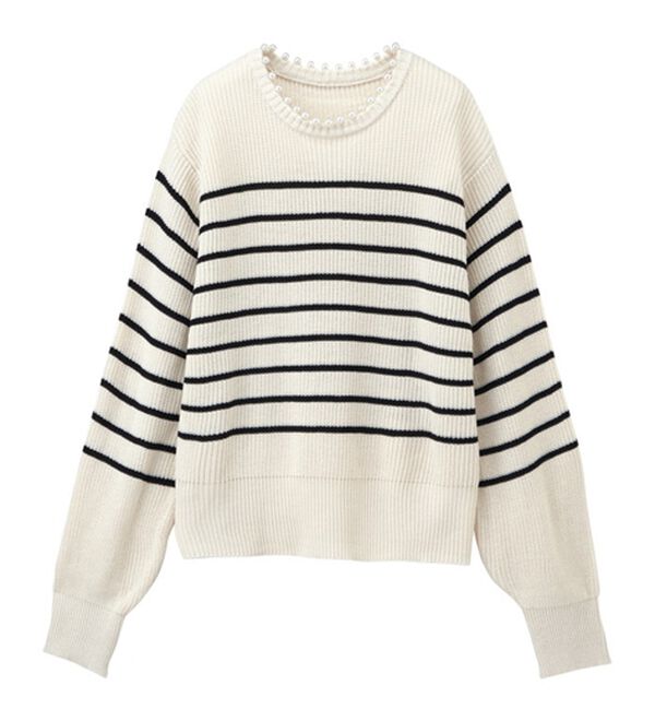 RANAN（ラナン）の「パール調チャーム付あぜ編ニット（ニット・セーター）」｜詳細画像