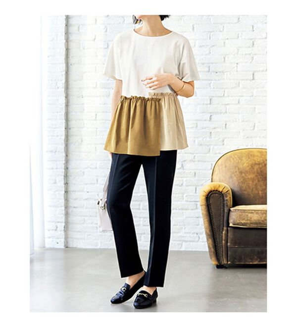 VINNO（ヴィノ）の「異素材コンビプルオーバー（カットソー）」｜詳細画像