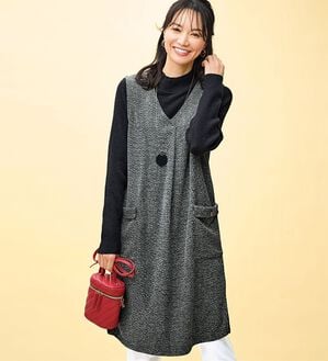 BELLUNA（ベルーナ）の「ツイード調タック使いジャンパースカート（チュニックワンピース）」｜詳細画像