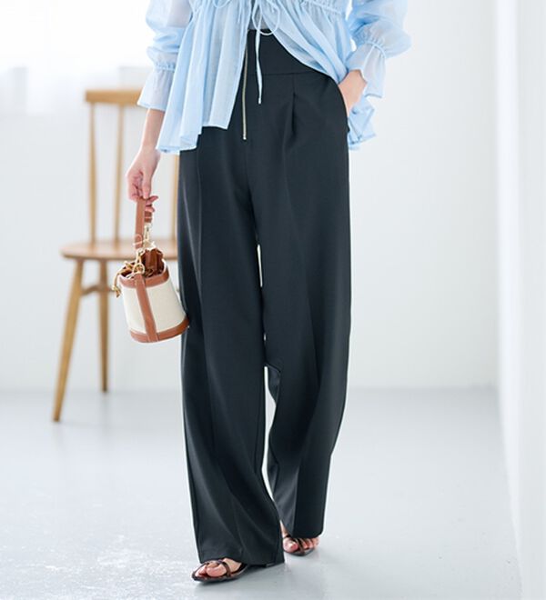 RANAN（ラナン）の「ハイウエストジップワイドパンツ（ワイドパンツ・ガウチョ）」｜詳細画像