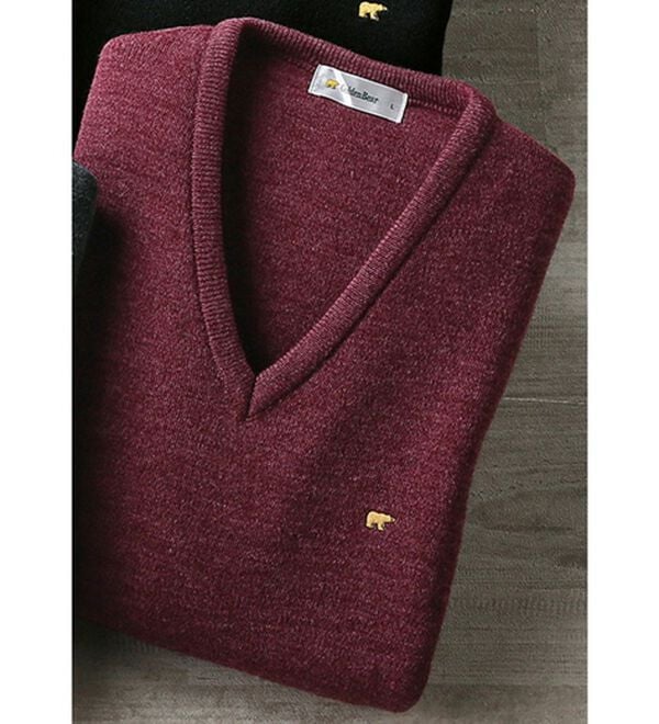 「＜ゴールデンベア＞国産上質ニットベスト（メンズベスト）」｜プラム