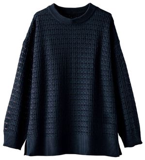 BELLUNA（ベルーナ）の「涼やか透かし編ニットプルオーバー（ニット・セーター）」｜ネイビー