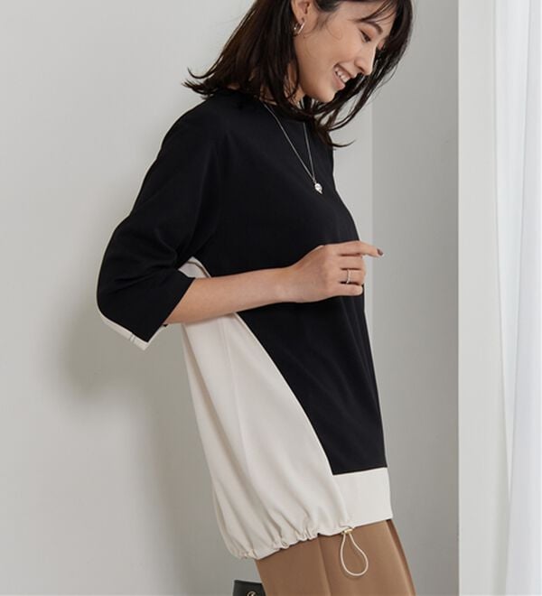 BELLUNA（ベルーナ）の「ドロスト使い配色デザインチュニック（チュニック）」｜詳細画像