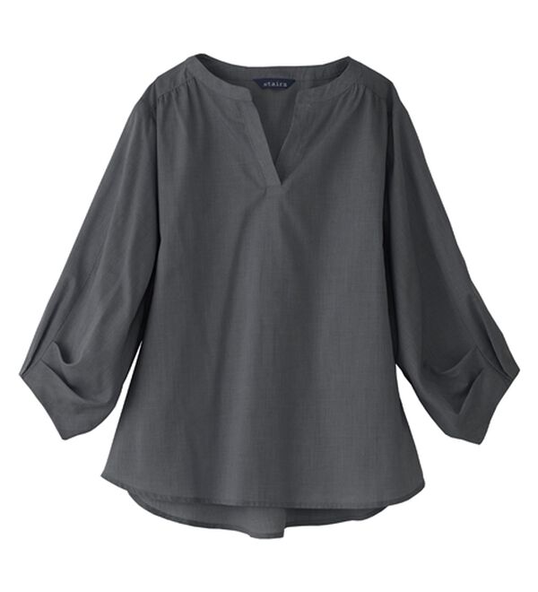 BELLUNA（ベルーナ）の「杢調素材袖タックデザインブラウス（ブラウス）」｜詳細画像