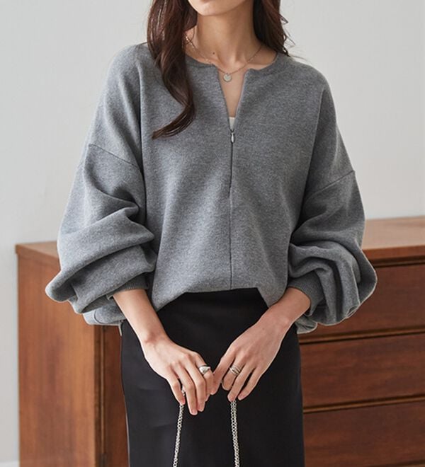 RANAN（ラナン）の「ハーフジップスウェットライクニット（ニット・セーター）」｜詳細画像