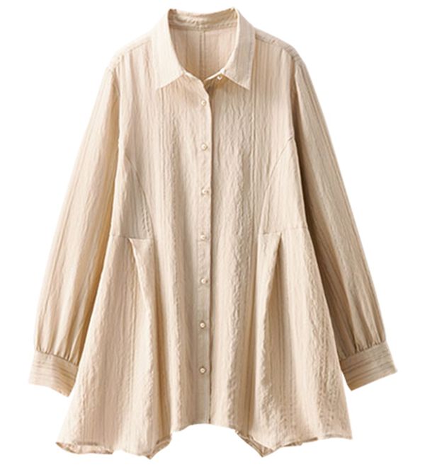 BELLUNA（ベルーナ）の「ドビーストライプ素材タック使いチュニック（チュニック）」｜詳細画像