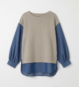 BELLUNA（ベルーナ）の「ケーブル&times;デニム切替チュニック（チュニック）」｜ライトベージュ系