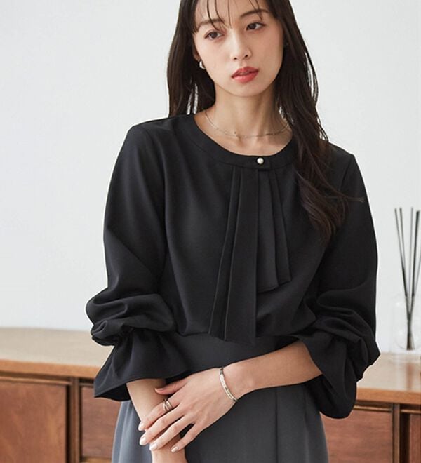 RANAN（ラナン）の「パール付きボウタイブラウス（ブラウス）」｜詳細画像