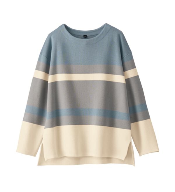 BELLUNA（ベルーナ）の「【暮らし快適ニット】ミラノリブ配色ボーダーニットプルオーバー（ニット・セーター）」｜詳細画像